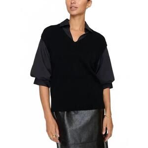 NEW BROCHU WALKER kate looker shirt in black onyx